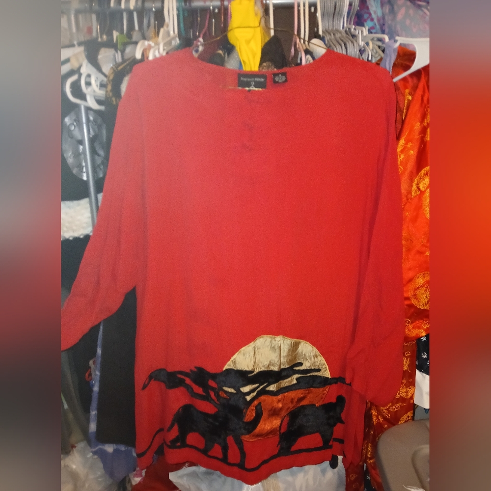 Antthony Red Sweater with Black Elephant Design